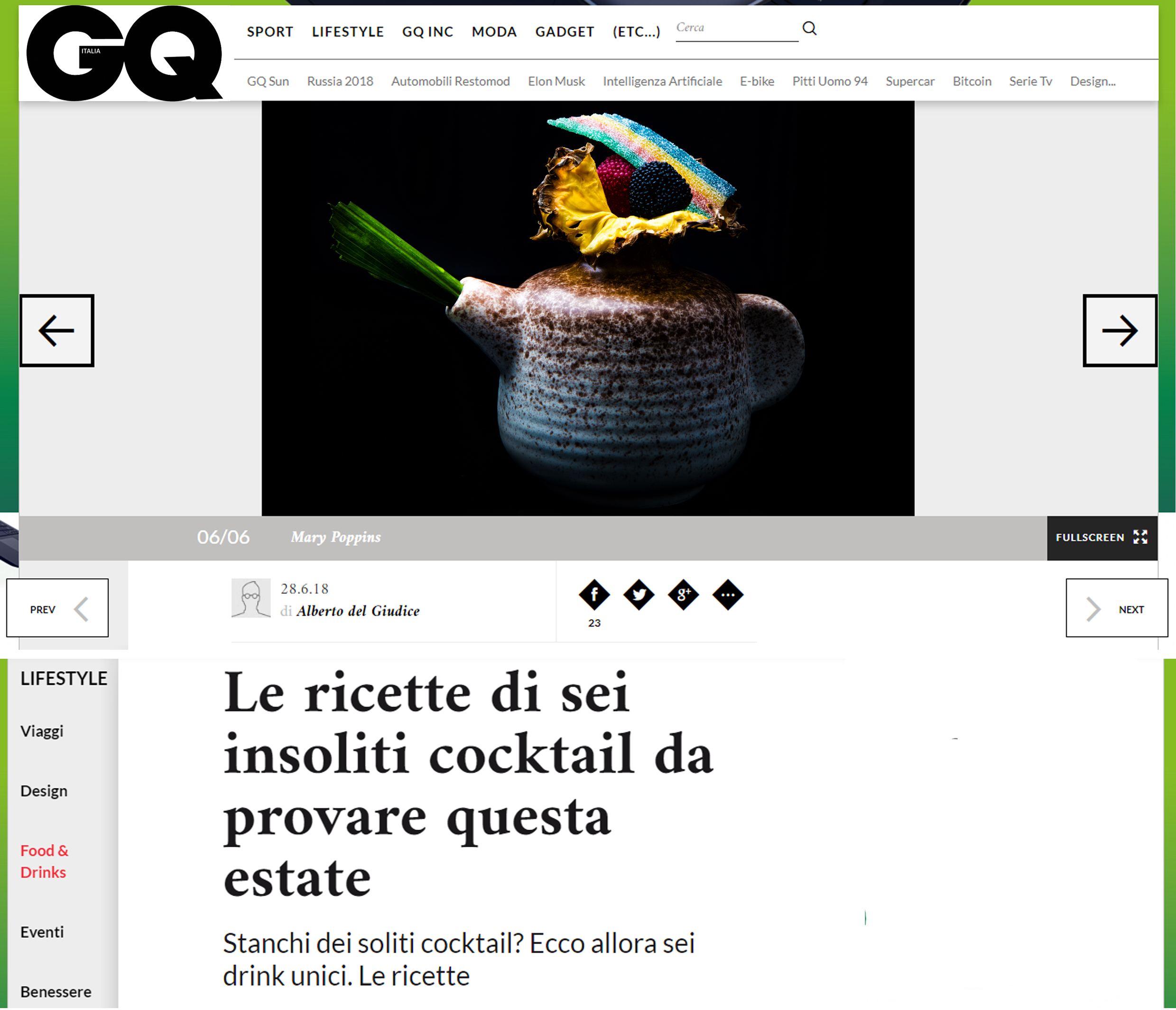 Magazine GQ Italia il Mary Poppins Cocktail