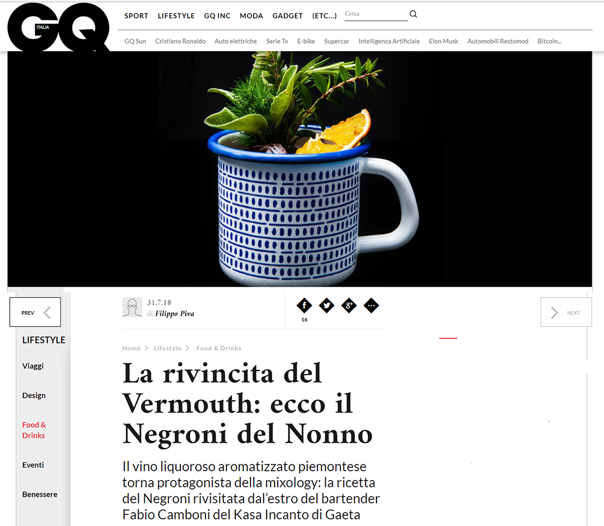 su GQ Italia il negroni del nonno